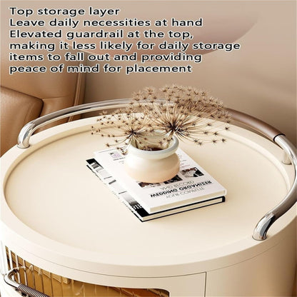 4 Tier Multifunctional Round Bedside Table with Drawers