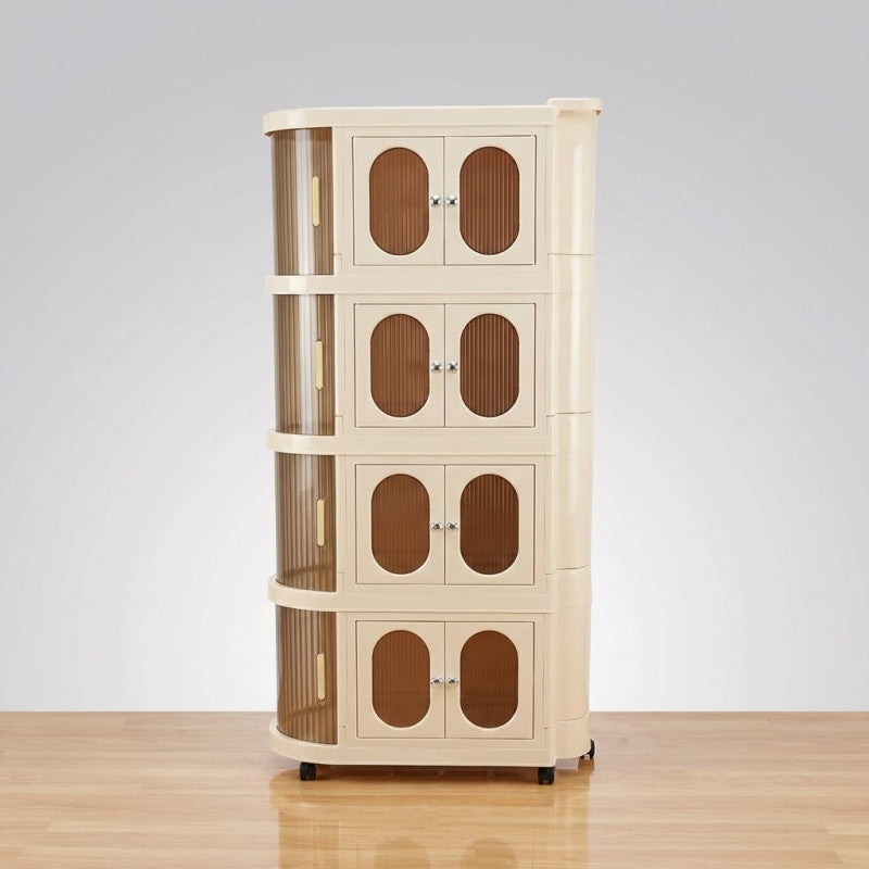 Living Room Bedroom Baby Cupboard Plastic Wardrobe Kitchen Folding Cupboard Organizer with Wheels