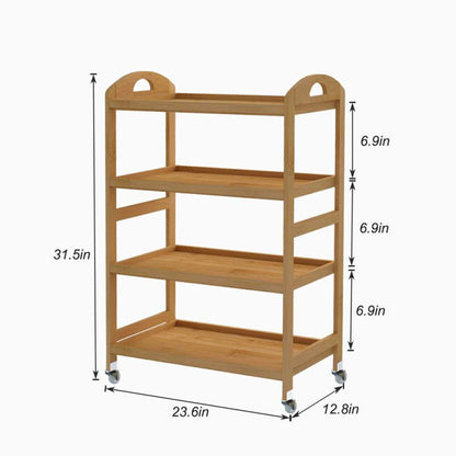 Bamboo Kitchen Island Cart, Rolling Kitchen Trolley with 3/4 Shelves for Living Room, Bathroom